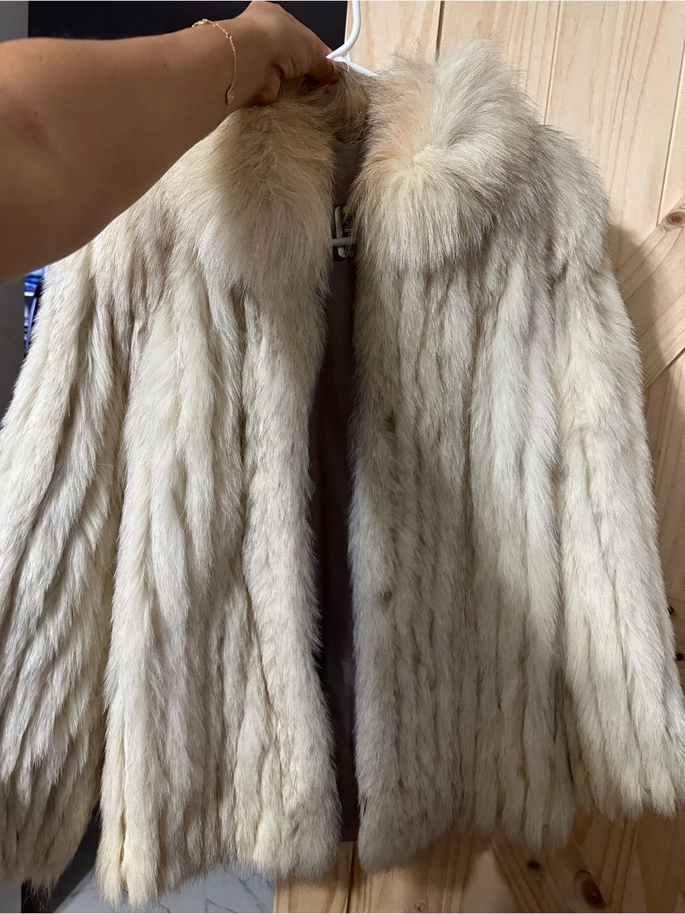 Saga Furs Cream Faux Fur Trench Coat